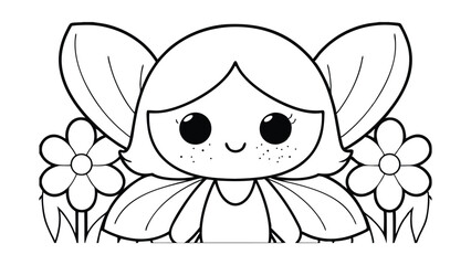 Cute Outline Drawing Of A Fairy With Flowers For Coloring Books And Creative Projects For Children