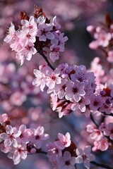 Spring background. Beautiful colorful blooming spring tree. Japanese cherry - Sakura. Nature background.