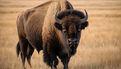 Majestic Bison in Golden Prairie
