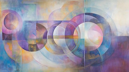 Obraz premium Colorful Abstract Composition with Geometric Shapes and Overlaps