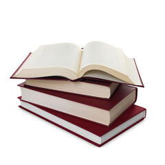 Stack of hardcover books isolated on white