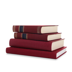 Stack of hardcover books isolated on white