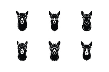llama alpaca head vector art silhouette