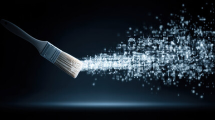 paintbrush creates digital effect, blending creativity and technology in captivating visual