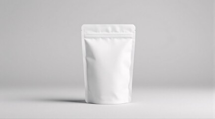 A clean white paper bag with ziplock is placed in a clean white studio, with soft shadows enhancing its premium look.
