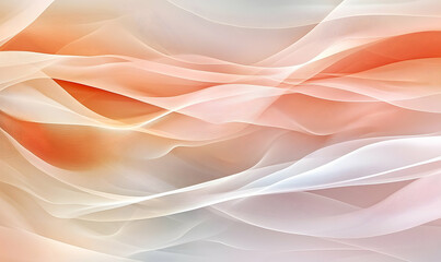 Abstract flowing waves of soft orange and white hues creating a serene background effect