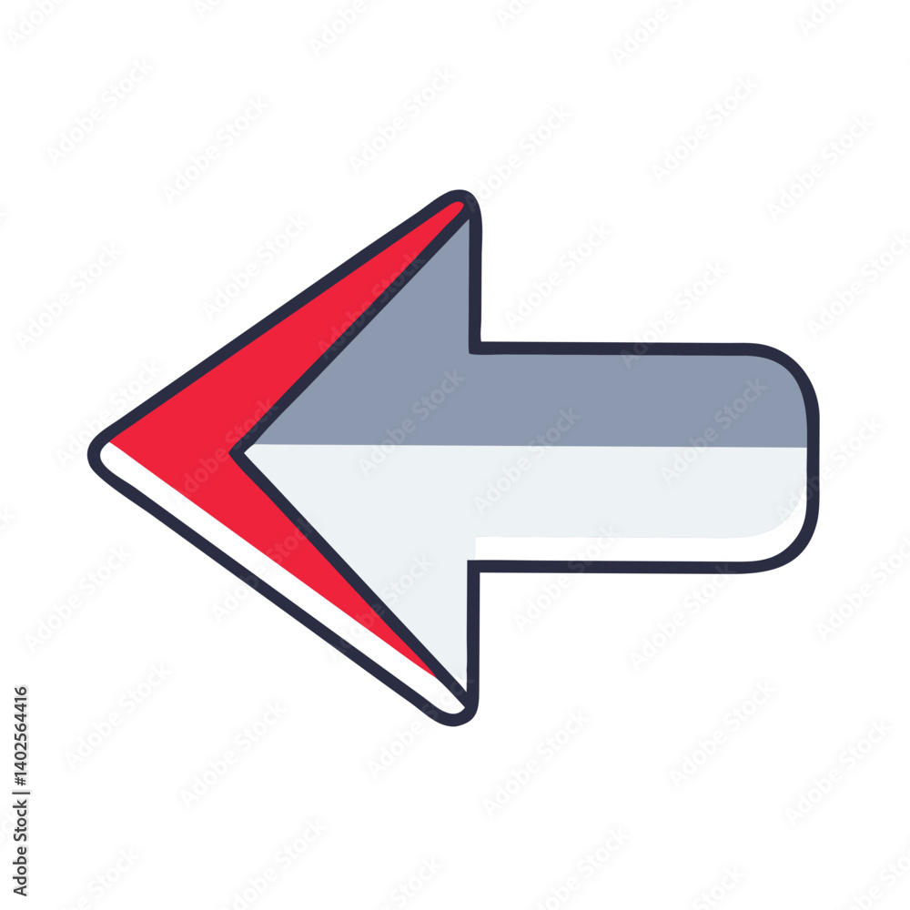 Poster arrow icon pointing left in a modern style with bold colors