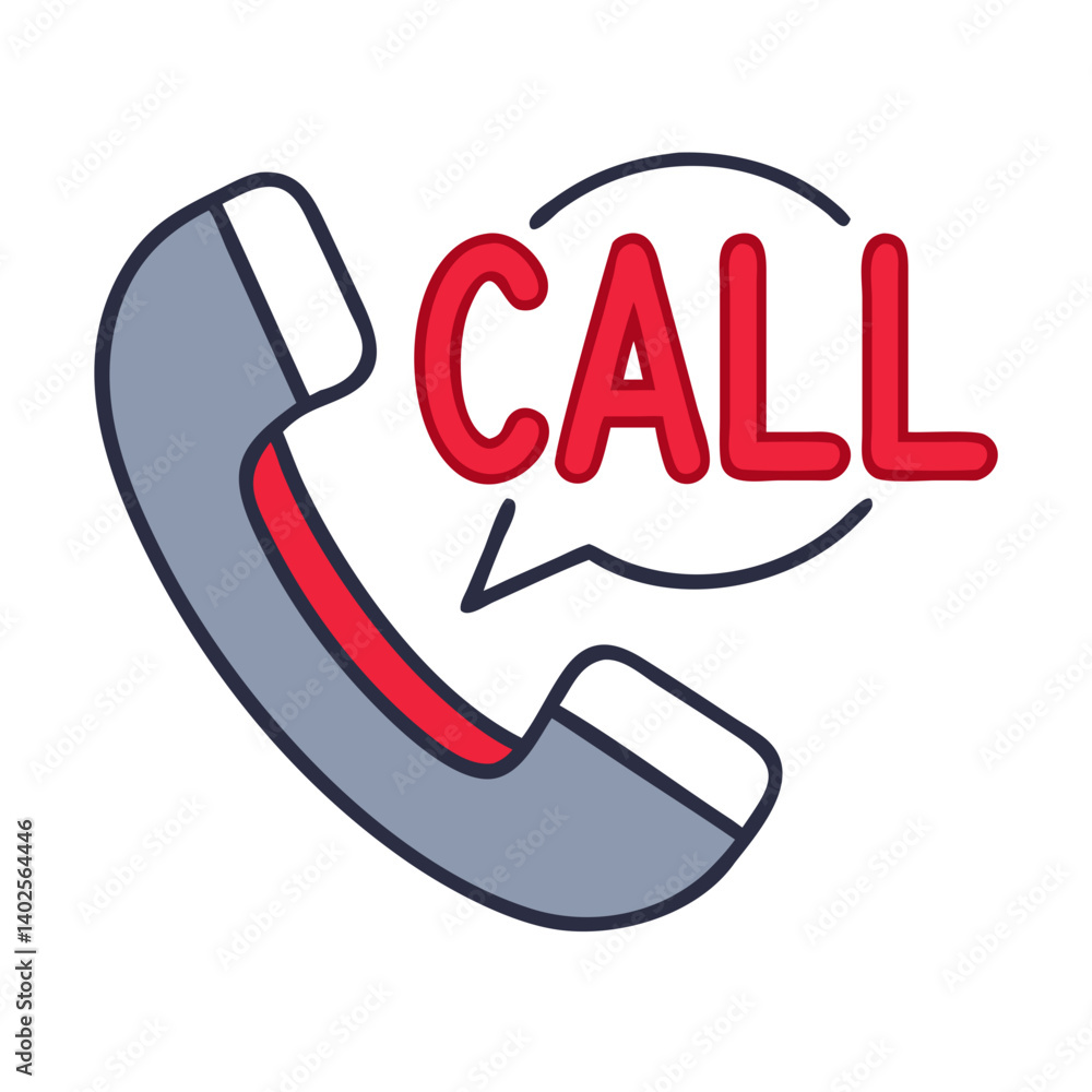 Poster retro phone icon with call text speech bubble