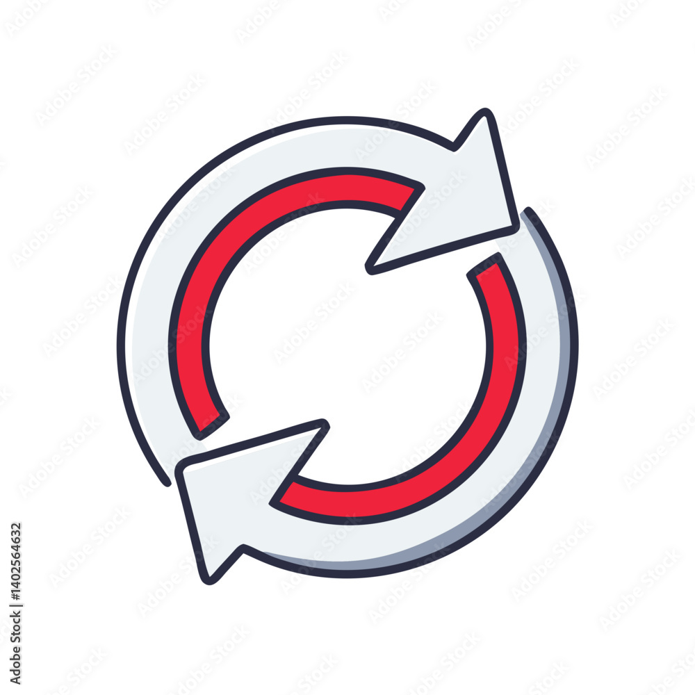 Poster refresh icon with circular arrows in a modern style