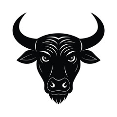 minotaur head bull horns vector art silhouette