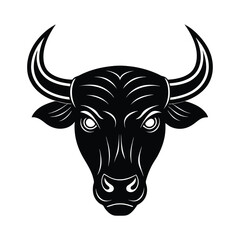 minotaur head bull horns vector art silhouette