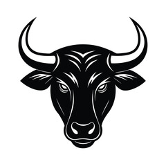 minotaur head bull horns vector art silhouette