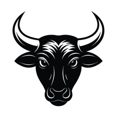minotaur head bull horns vector art silhouette
