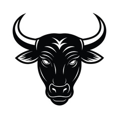 Naklejka premium minotaur head bull horns vector art silhouette