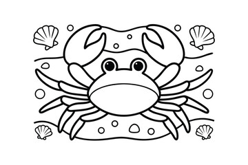 Adorable Cartoon Crab Coloring Page Ocean Shells Beach Fun