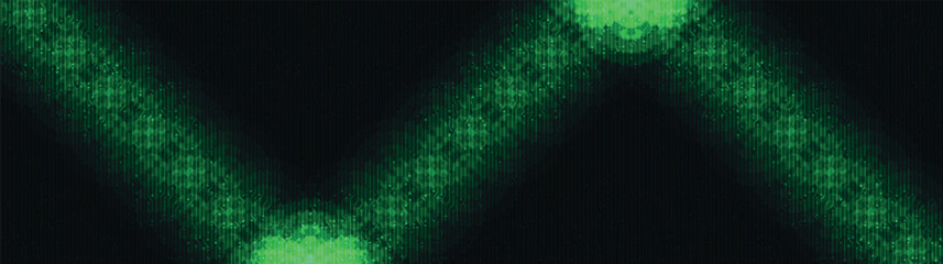 Panorama Light Line Technology on green Background,Digital and Connection Concept design,Vector illustration.