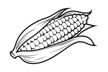 Fresh Corn on the Cob Line Art, Vegetable, Maize, Harvest, Drawing
