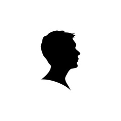 Black silhouette of man head portrait in profile