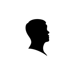 Black silhouette of man head portrait in profile