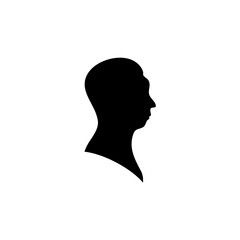 Black silhouette of man head portrait in profile