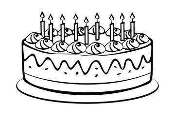 Delicious Birthday Cake with Ten Candles, Festive Treat
