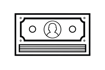 Simple Line Art Illustration of a Generic Banknote