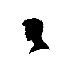 Black silhouette of man head portrait in profile