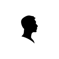 Black silhouette of man head portrait in profile