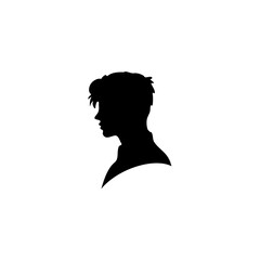 Black silhouette of man head portrait in profile
