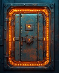 Open Bank Safe with Metallic Texture and Dramatic Lighting