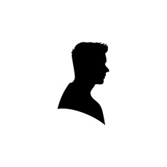 Black silhouette of man head portrait in profile