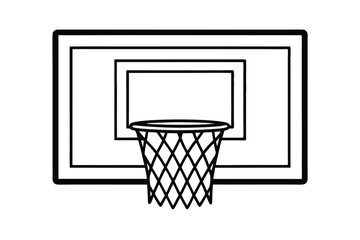Basketball Hoop Backboard Net Game Sport Court Outline Graphic