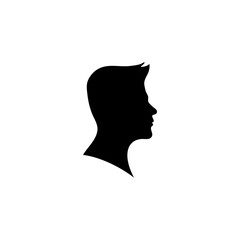 Black silhouette of man head portrait in profile
