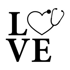 Love stethoscope svg cut file. Isolated vector illustration.