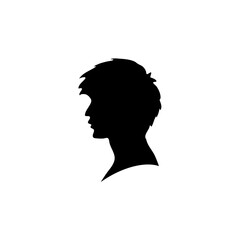 Black silhouette of man head portrait in profile