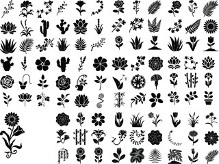 Flowers and Plants Silhouette Vector Set © logodesign11