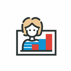 Woman presents chart showing growth financial data