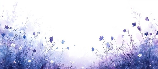 Naklejka premium Purple wildflowers meadow, soft background, nature scene, design