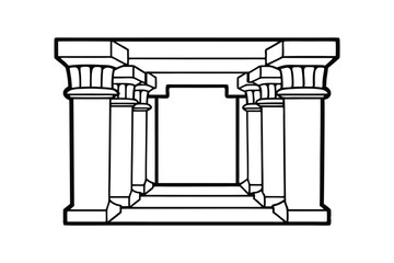 Ancient Temple Gate Outline Vector Illustration Depicting Architectural Heritage And Design Elements For Historical Or Cultural Projects
