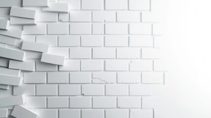 Bright White Brick Wall Background with Ample Copy Space for Design