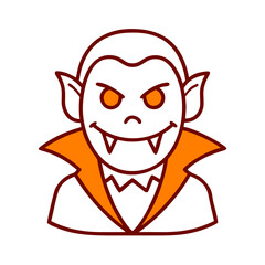 Cartoon vampire character with an orange collar and sharp teeth, creating a spooky and festive atmosphere for Halloween