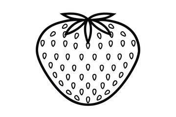 Simple Strawberry Outline Illustration Black And White Graphic Icon Isolated Minimalist Fresh Fruit Design For Coloring Pages
