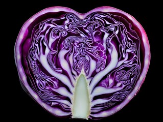 Obraz premium Purple Cabbage Cross-Section: Vibrant Organic Vegetable Macro for Healthy Recipes