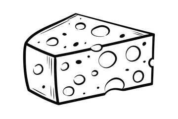 Simple Cheese Slice Drawing Illustration For Food Themed Designs And Black And White Culinary Artwork