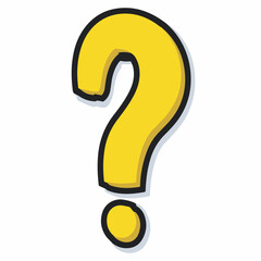Yellow question asks uncertainty on white background isolated