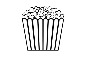 Black And White Popcorn Illustration Freshly Popped In A Striped Tub Perfect For Movie Night Graphics