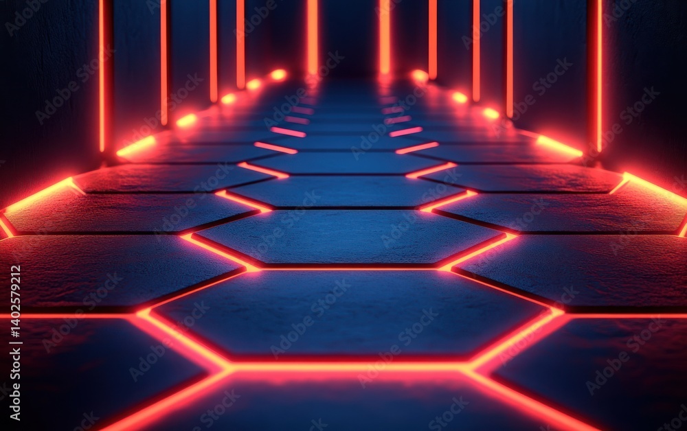 Poster modern minimalist isometric hexagonal pattern floor illustration with soft lighting