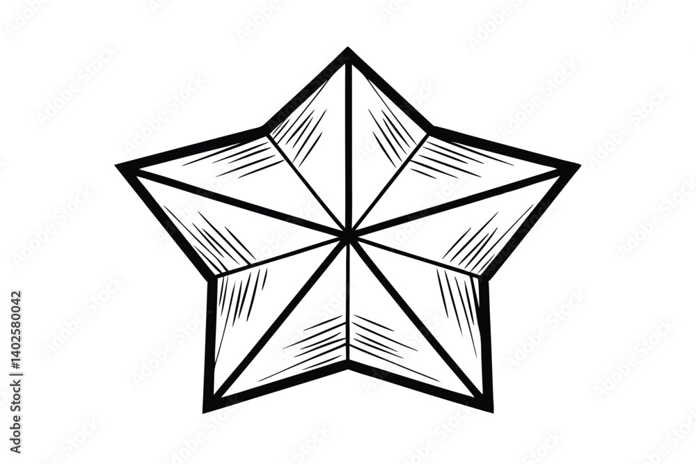Poster stylized five point star graphic element isolated on white background simple abstract geometric shap
