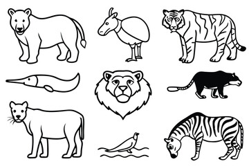 endangered species line art wildlife conservation awareness design