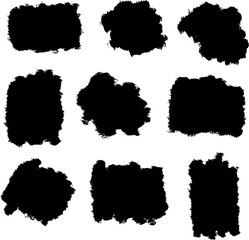 Grunge Ink Brushstroke and Paint Splash Vector Set. Dirty Artistic Design Elements with Splatter, Blots, and Hand-Drawn Stains Isolated on White Background.